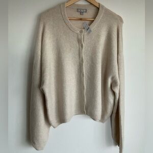 NWT J Crew Alpaca Merino Wool Supersoft Bubble Hem Cardigan Beige Preppy Luxury